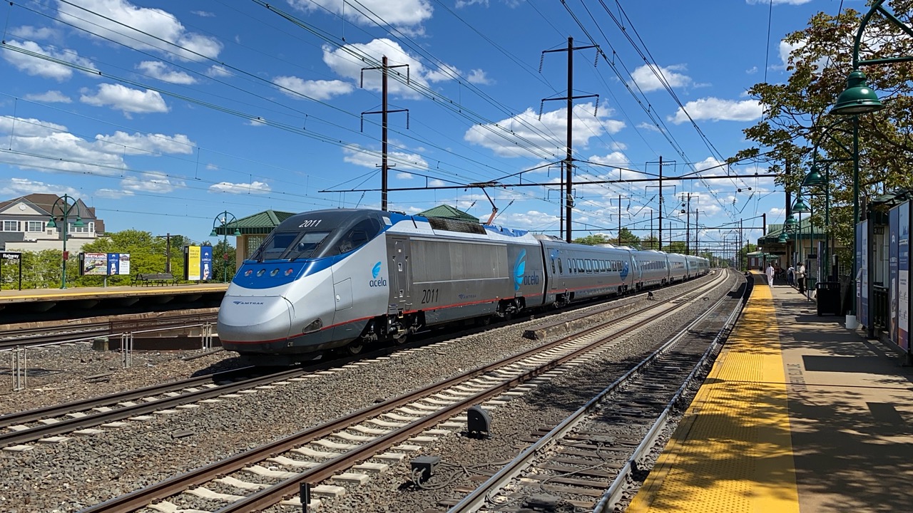 An Amtrak Acela train on the Northeast Corridor